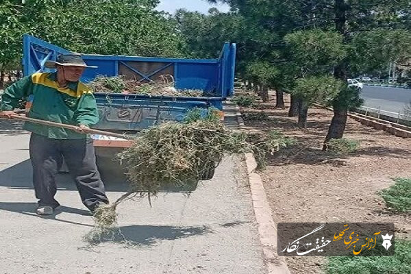 عملیات دفع علف‌های هرز و جمع‌آوری نخاله‌ها در سطح حوزه منطقه ۱۰